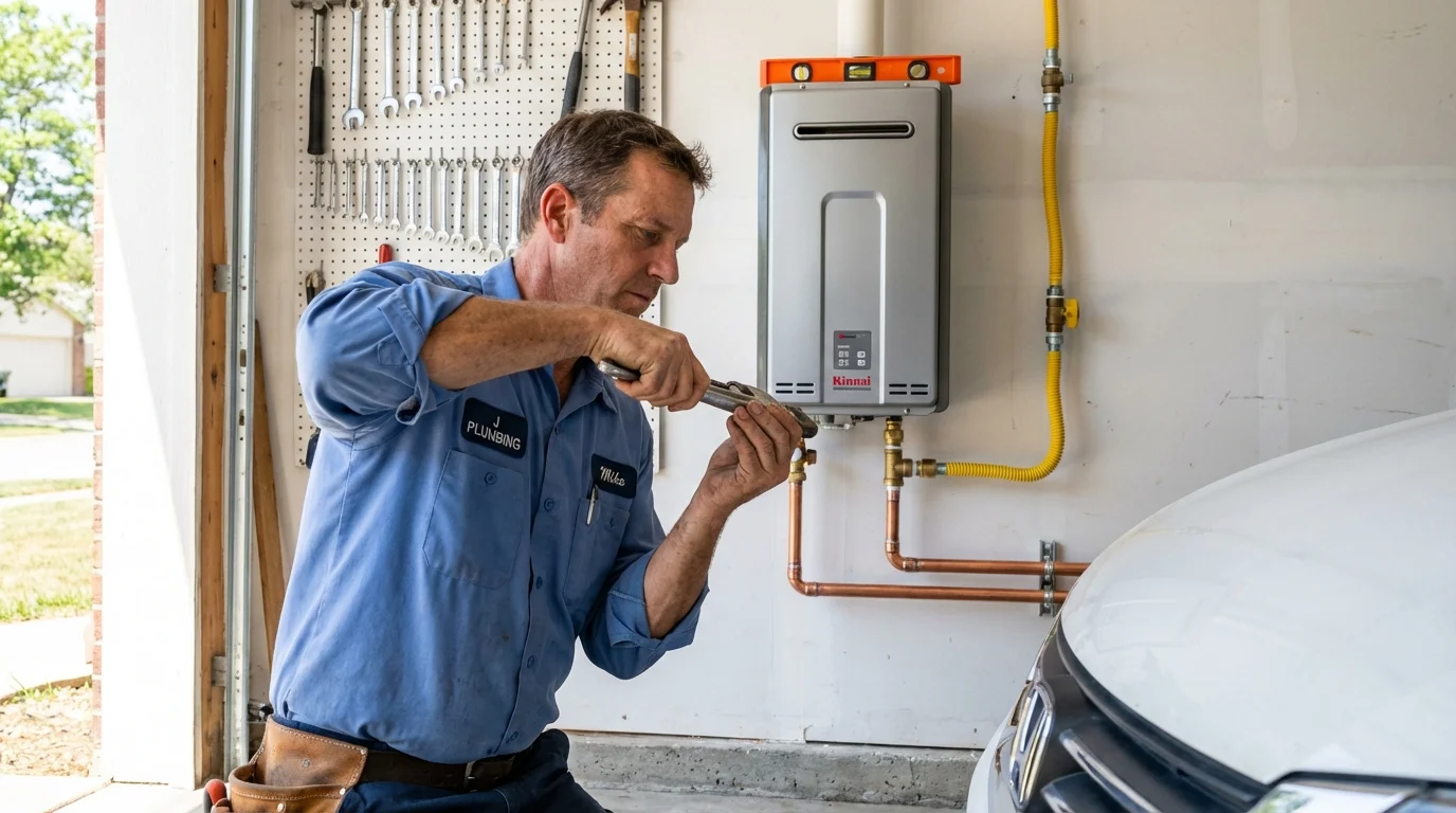 Tankless water heater installation by a Johns Plumbing LLC plumber in Howland